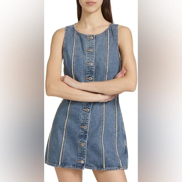 $425 New Re/Done Fray Denim Dress - Small - Picture 6 of 10